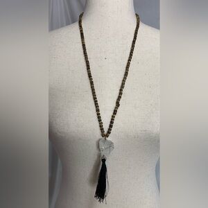 3/$10 Women’s Boho - Wood Beads  - Tassel  - Wire Wrapped Crystal Necklace